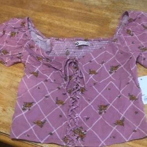 NWT pink floral crop top XS